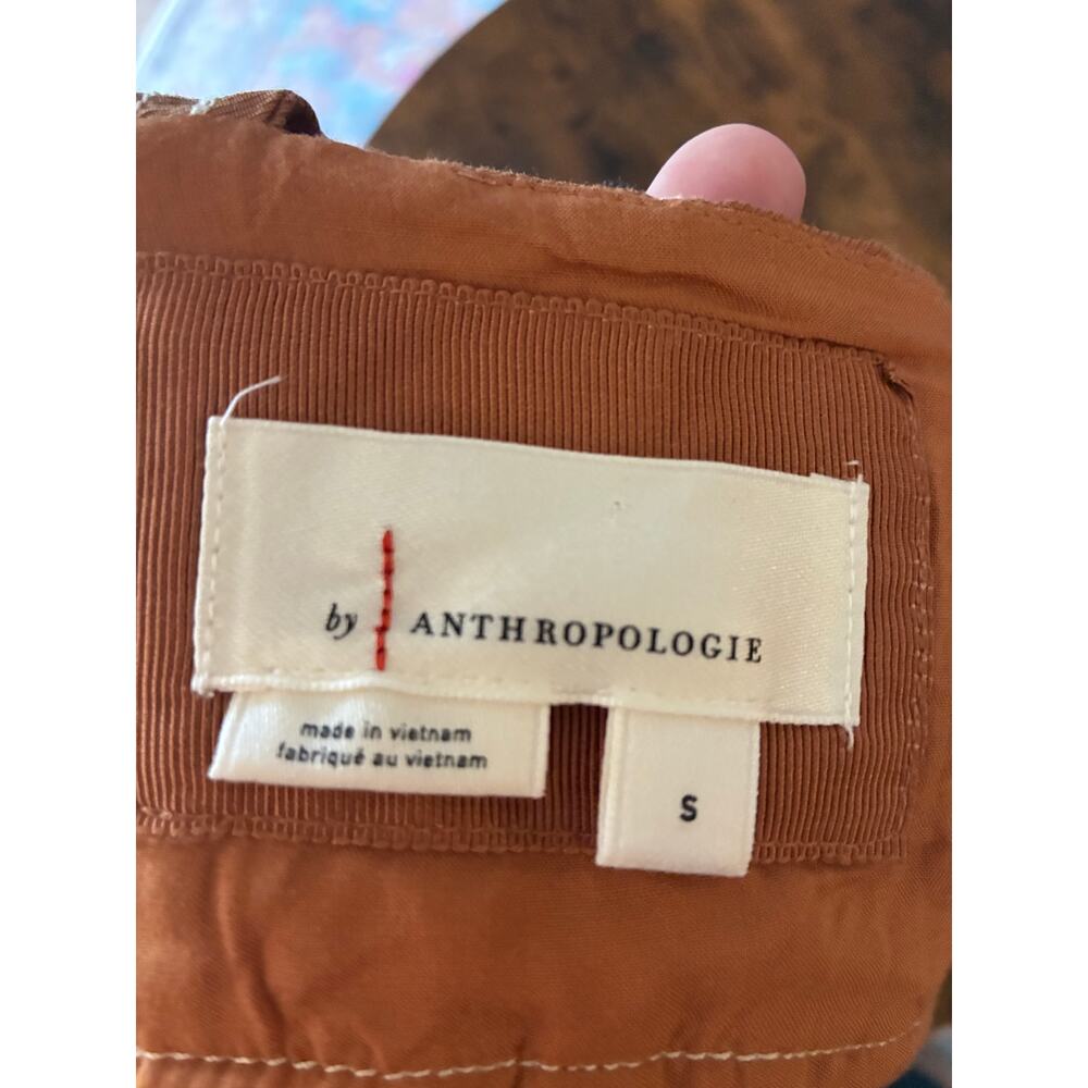 Anthropologie Seamed Corset Crop Top Mango Orange - Picture 3 of 5